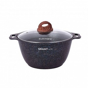Кастрюля алюминий, антипригарное покрытие, 3 л, крышка стекло, Kukmara, Granit Ultra, кгг32а, синяя