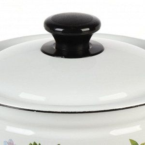 Кастрюля эмалированная сталь, 3 л, с крышкой, крышка сталь, цилиндрическая, Керченский металлургический завод, Клубника садовая, 41704-122/6-У4