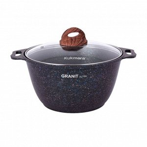 Кастрюля алюминий, антипригарное покрытие, 4 л, крышка стекло, Kukmara, Granit Ultra, кгг42а, синяя