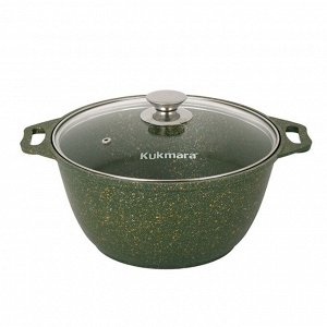 Кастрюля алюминий, антипригарное покрытие, 3 л, крышка стекло, Kukmara, Trendy style, к31tsml, малахит