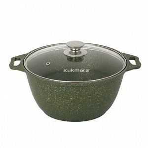 Кастрюля алюминий, антипригарное покрытие, 3 л, крышка стекло, Kukmara, Trendy style, к31tsml, малахит