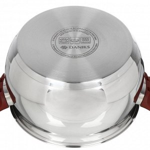 Кастрюля нержавеющая сталь, 1.9 л, крышка стекло, Daniks, Орлея, GS-01159P-16CA, индукция