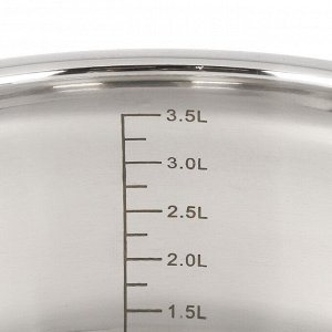 Кастрюля нержавеющая сталь, 3.6 л, крышка стекло, Daniks, Орлея, GS-01159P-20CA, индукция