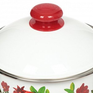 Кастрюля эмалированная сталь, 2 л, с крышкой, крышка сталь, цилиндрическая, Сибирские товары, Гранатовый сок, 1MD161M, белая, индукция