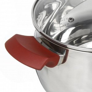 Кастрюля нержавеющая сталь, 1.9 л, крышка стекло, Daniks, Орлея, GS-01159P-16CA, индукция