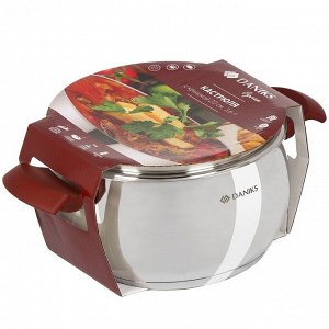 Кастрюля нержавеющая сталь, 3.6 л, крышка стекло, Daniks, Орлея, GS-01159P-20CA, индукция