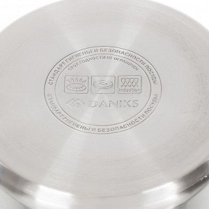 Набор посуды нержавеющая сталь, 6 предметов, кастрюли 3.4, 5.8 л,ковш 1.8 л, индукция, Daniks, Бонн, GS-01319-6PC