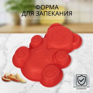 Форма для запекания силикон, 16.5х20 см, фигурная, красная, Daniks, Медведь, Y3-1314