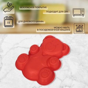 Форма для запекания силикон, 16.5х20 см, фигурная, красная, Daniks, Медведь, Y3-1314