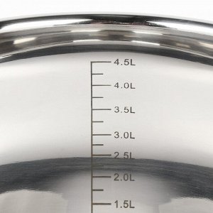 Кастрюля нержавеющая сталь, 5.1 л, с крышкой, крышка стекло, Daniks, Орлея, GS-01159P-22CA, индукция