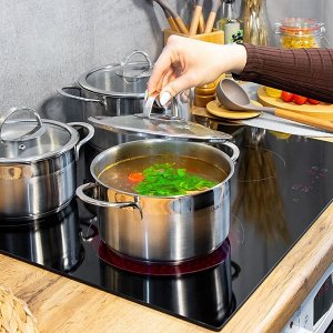Набор посуды нержавеющая сталь, 6 предметов, кастрюли 3.4, 5.8 л,ковш 1.8 л, индукция, Daniks, Бонн, GS-01319-6PC