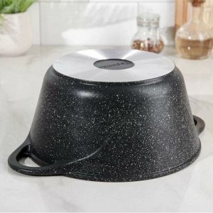 Кастрюля алюминий, антипригарное покрытие, 2 л, с крышкой, крышка стекло, Горница, Гранит, к2233аг