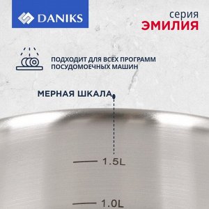 Набор посуды нержавеющая сталь, 6 предметов, кастрюли 2.8, 5л, ковш 2л, индукция, Daniks, Эмилия, CW-W075-SE