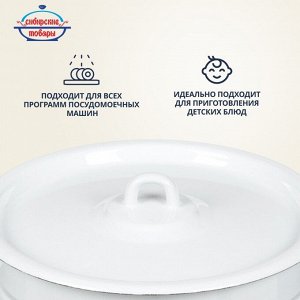 Кастрюля эмалированная сталь, 9 л, крышка сталь, цилиндрическая, Сибирские товары, С41622/П/3, в ассортименте