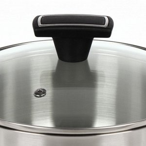 Кастрюля нержавеющая сталь, 2.2 л, крышка стекло, Daniks, Айленд, SD-23-18, индукция