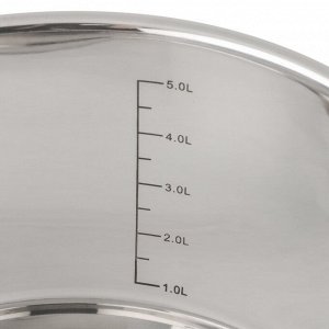 Кастрюля нержавеющая сталь, 6.1 л, крышка стекло, Daniks, Элегант, GS-01338-24CA-2, индукция