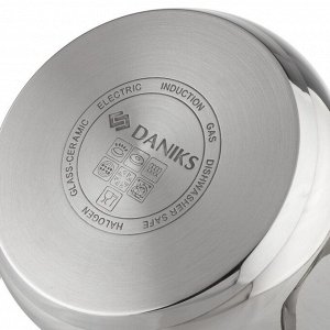 Кастрюля нержавеющая сталь, 1.9 л, крышка стекло, Daniks, Элегант, GS-01338-16CA-2, индукция