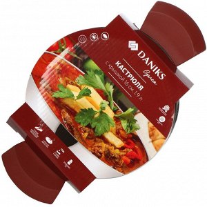Кастрюля нержавеющая сталь, 1.9 л, крышка стекло, Daniks, Орлея, GS-01159P-16CA, индукция