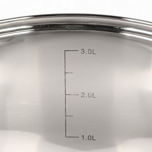 Кастрюля нержавеющая сталь, 3.9 л, с крышкой, крышка стекло, силиконовые ручки, Mallony, Felicit?, 009388, индукция