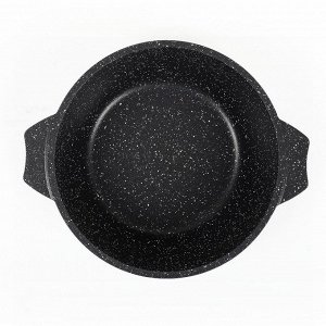 Кастрюля алюминий, антипригарное покрытие, 3 л, с крышкой, крышка стекло, Мечта, Гранит black, 43802, черная