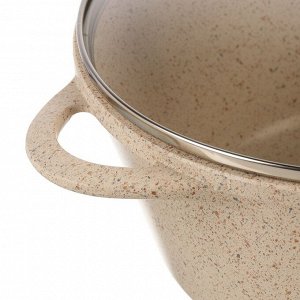 Кастрюля алюминий, антипригарное покрытие, 2 л, с крышкой, крышка стекло, Гурман, Estima, ГМк203 ЭБИ, бежевая, индукция