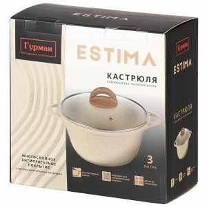 Кастрюля алюминий, антипригарное покрытие, 3 л, крышка стекло, Гурман, Estima, ГМк303 ЭБИ, бежевая, индукция