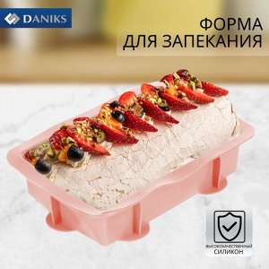 Форма для запекания силикон, 29х20х6.5 см, прямоугольная, розовая, Daniks, Savory, Y4-4970