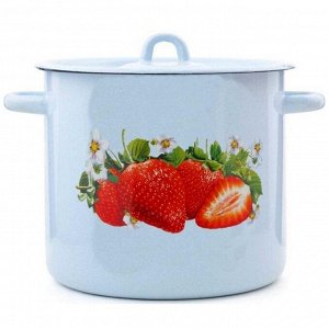 Кастрюля эмалированная сталь, 5.5 л, с крышкой, крышка сталь, петля, с декором, цилиндрическая, Сибирские товары, С1617.СГ, серо-голубая
