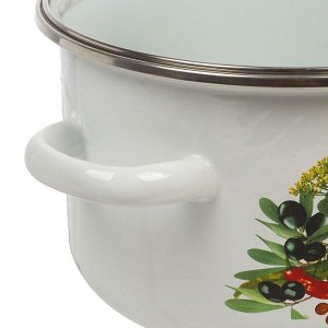 Кастрюля эмалированная сталь, 2 л, с крышкой, крышка стекло, цилиндрическая, СтальЭмаль, Европейская кухня, 1RD161S, индукция