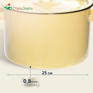 Кастрюля эмалированная сталь, 7 л, с крышкой, крышка сталь, СтальЭмаль, 2с18, в ассортименте, индукция