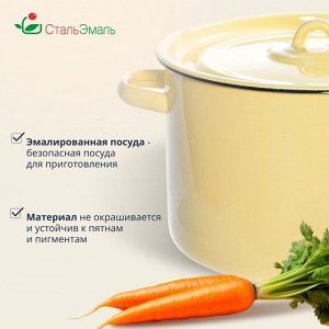 Кастрюля эмалированная сталь, 7 л, с крышкой, крышка сталь, СтальЭмаль, 2с18, в ассортименте, индукция
