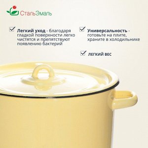 Кастрюля эмалированная сталь, 7 л, с крышкой, крышка сталь, СтальЭмаль, 2с18, в ассортименте, индукция