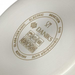 Кастрюля нержавеющая сталь, 2.3 л, с крышкой, крышка стекло, Daniks, Manola, CW-T078-18, индукция