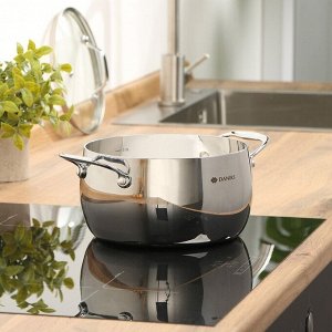 Кастрюля нержавеющая сталь, 3.5 л, крышка стекло, Daniks, Manola, CW-T078-20, индукция