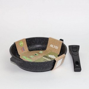 Сковорода литой алюминий, 22 см, антипригарное покрытие, Алтей, Granit Perfection black, съемная ручка, 02-2250-100