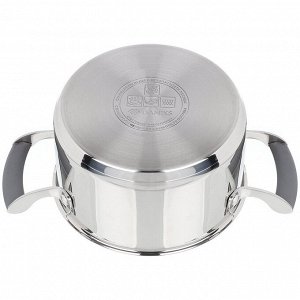 Кастрюля нержавеющая сталь, 2.4 л, с крышкой, крышка стекло, Daniks, Верма, CW-S071-18, индукция