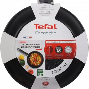 Сковорода алюминий, 28 см, антипригарное покрытие, Tefal, Strength, 042 31 128