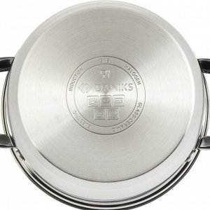 Набор посуды нержавеющая сталь, 12 предметов, кастрюли 1.6,2.3,3.2,5.6, ковш 1.6, сковорода 24см, индукция, Daniks, Paloma, CW-H027
