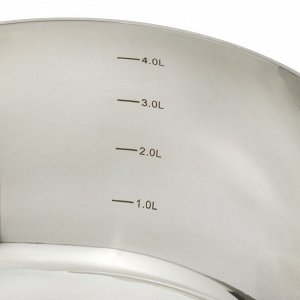 Кастрюля нержавеющая сталь, 4.7 л, с крышкой, крышка стекло, Daniks, Manola, CW-T078-22, индукция