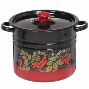 Кастрюля эмалированная сталь, 9 л, крышка сталь, цилиндрическая, Сибирские товары, С1622.38, в ассортименте