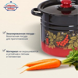 Кастрюля эмалированная сталь, 9 л, крышка сталь, цилиндрическая, Сибирские товары, С1622.38, в ассортименте