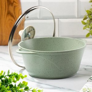 Кастрюля алюминий, антипригарное покрытие, 3 л, с крышкой, крышка стекло, Гурман, Мята, ГМк303МЛ, индукция