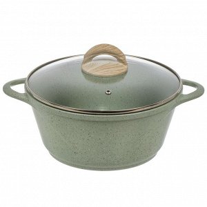 Кастрюля алюминий, антипригарное покрытие, 3 л, с крышкой, крышка стекло, Гурман, Мята, ГМк303МЛ, индукция