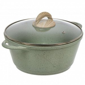 Кастрюля алюминий, антипригарное покрытие, 3 л, с крышкой, крышка стекло, Гурман, Мята, ГМк303МЛ, индукция