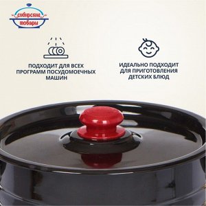 Кастрюля эмалированная сталь, 9 л, крышка сталь, цилиндрическая, Сибирские товары, С1622.38, в ассортименте