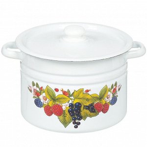Кастрюля эмалированная сталь, 8 л, с крышкой, крышка сталь, с декором, цилиндрическая, Сибирские товары, С1620/.3/*67/.3*119/*78/39, в ассортименте
