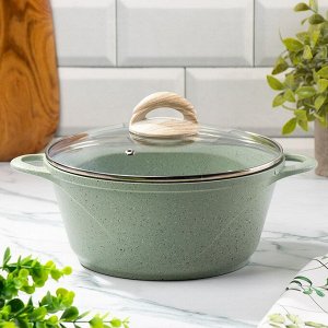 Кастрюля алюминий, антипригарное покрытие, 3 л, с крышкой, крышка стекло, Гурман, Мята, ГМк303МЛ, индукция