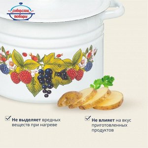 Кастрюля эмалированная сталь, 8 л, с крышкой, крышка сталь, с декором, цилиндрическая, Сибирские товары, С1620/.3/*67/.3*119/*78/39, в ассортименте