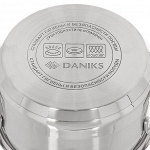 Кастрюля нержавеющая сталь, 1 л, крышка стекло, Daniks, GS-01311-14CA/SD-514, индукция