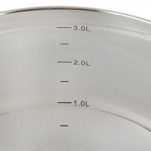 Кастрюля нержавеющая сталь, 3.9 л, крышка стекло, Daniks, Классика, SD-20, индукция
